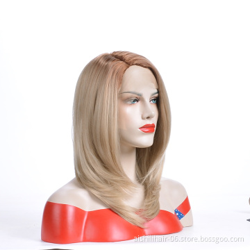 Aishili Wholesale lace front wigs synthetic hair wigs vendors lace front wig  natural straight and kinky wave for the women